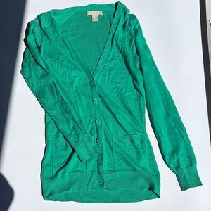 Banana Republic Emerald Green V-Neck Button Cardigan